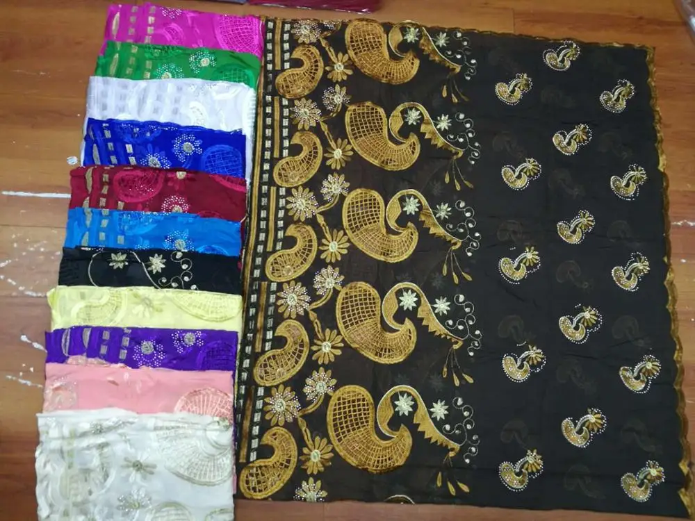 

new fashion Wholesale African Embroidery cotton scarf , 12 pieces per dozen mix color Mulism Women's Big scarf for prayer