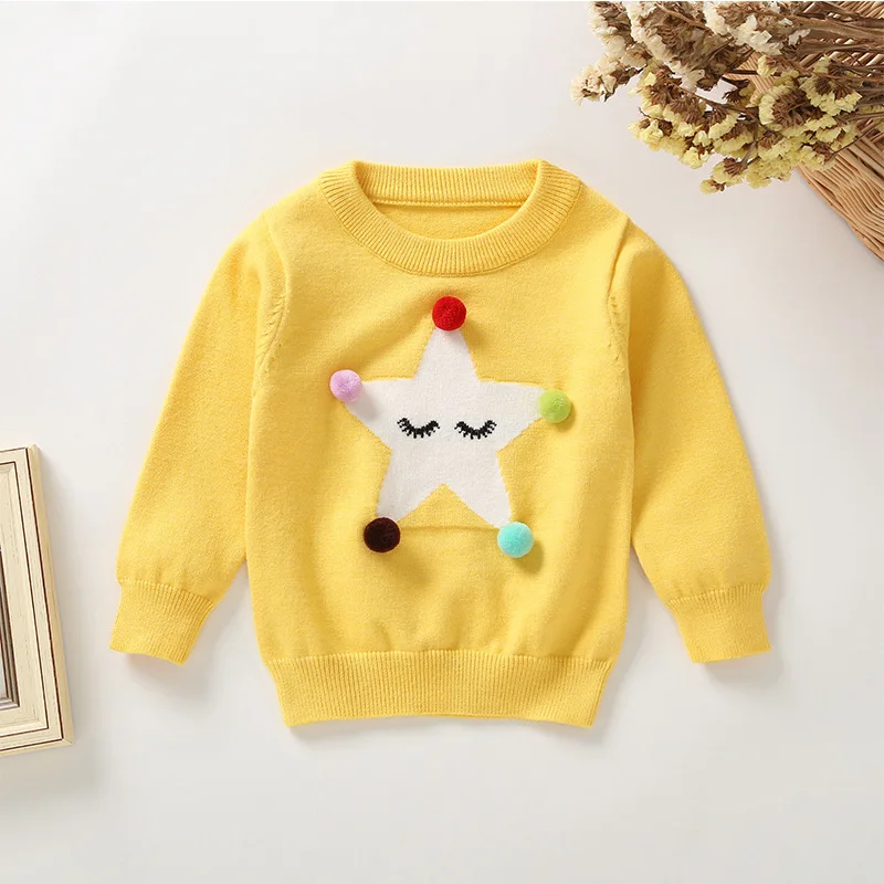 SAILEROAD 1-5Years Осенний вязаный свитер для девочки Star Applique Кардиган для девочек Хлопок Свитер маленький Sueter ninas