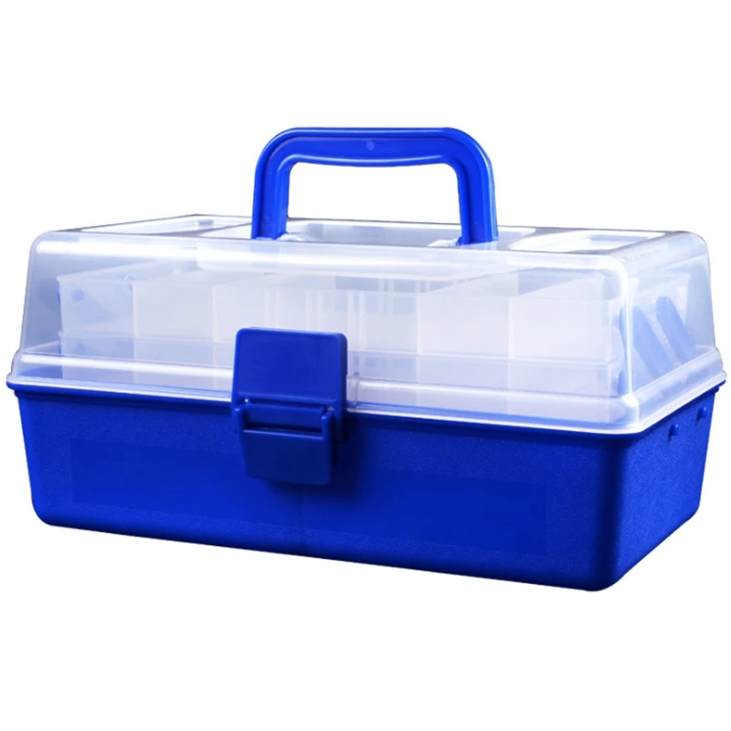 Blue + Transparent Portable Multifunctional Layers Big Fishing Tackle Box with Durable Plastic | Спорт и развлечения