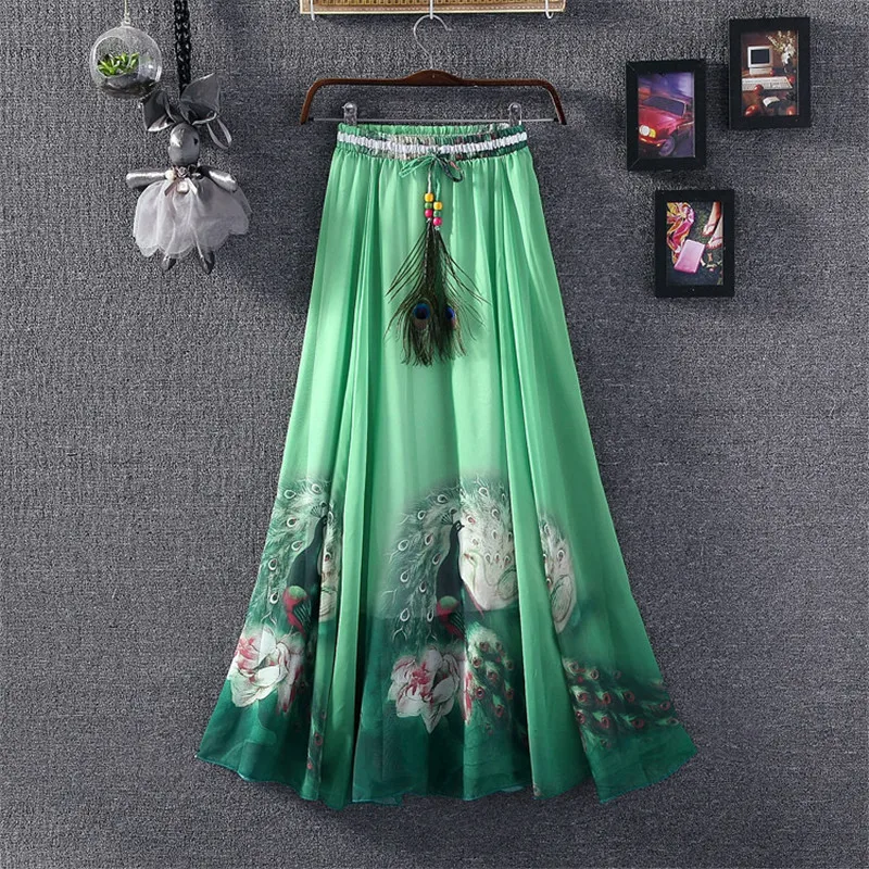 Летние шифоновые винтажные макси юбки для женщин Boho Saia Vestidos фатиновые