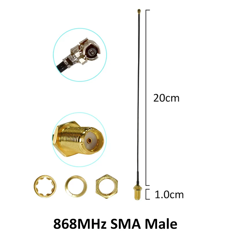 GRANDWISDOM 5pcs 868mhz antenna 3dbi sma male 915mhz lora antene module lorawan ipex 1 SMA female pigtail Extension Cable