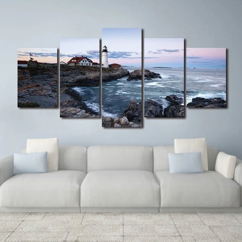 

5PCS Modern HD Printing Art Sea View Lighthouse Photo Wall Poster Painting Living Room Bedroom Home Decor Picture Without Frame