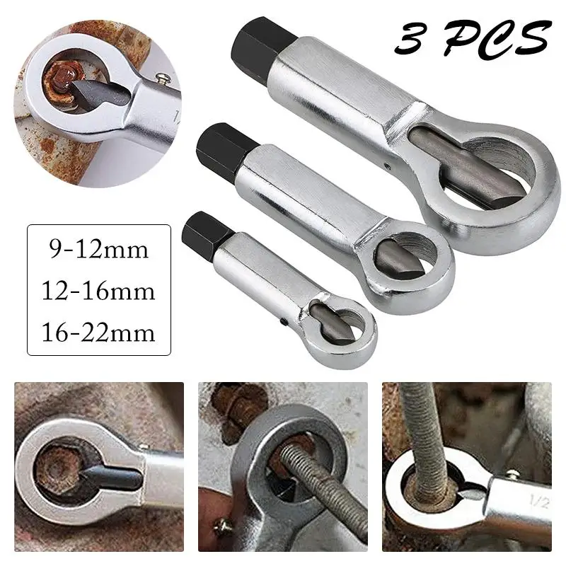 

3Pcs Nut Splitter Tool Breaker Durable 9-12mm 12-16mm 16-22mm 22-27mm Manual Pressure Nut Cracker Remover Extractor Tool