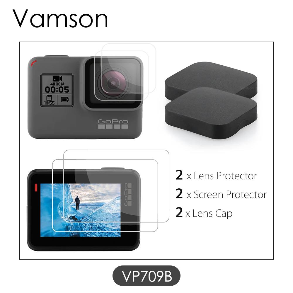 VP709B Vamson для Gopro hero 7 черный 6 5 Аксессуары 3 в 1 Защитная крышка объектива+ ЖК-экран протектор+ объектив протектор VP709A - Цвет: VP709B