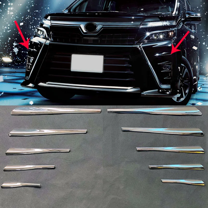 Per Toyota Voxy R80 2014 2015 2016 2017 2018 ABS cromato anteriore fendinebbia copertura finiture strisce fendinebbia accessori 10 pezzi