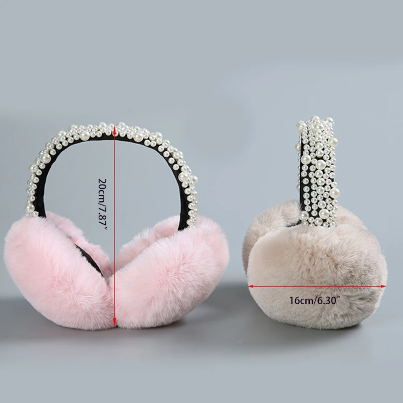 

Soft Plush Earmuff Multicolor Elegant Pearl Bead Ear Warmers Winter Ear Muffs for Women Girls Winter Earmuffs For Kids