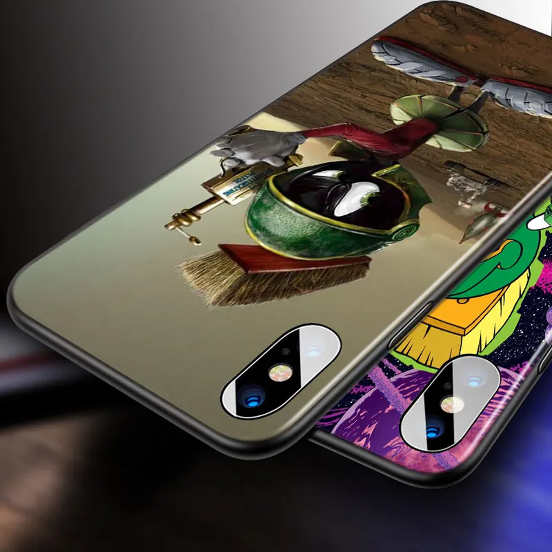 

Cute anime Martian For Apple iPhone 12 11 Pro Max mini XS Max XR X 8 7 6 6S Plus 5S SE 2020 Soft Black Phone Case