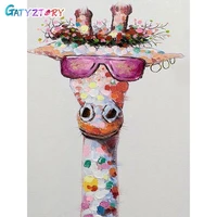 gatyztory 60x75cm frame giraffe diy oil painting by bumbers kits animal abstract acrylic paint by numbers for adults home decor