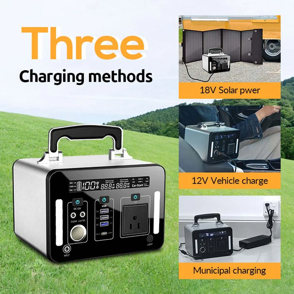 

New Arrivals 100-240V 500w Portable Power Station with USB C PD60w for Outdoor Camp Electric Tools RV Vehicle and Marine Boat