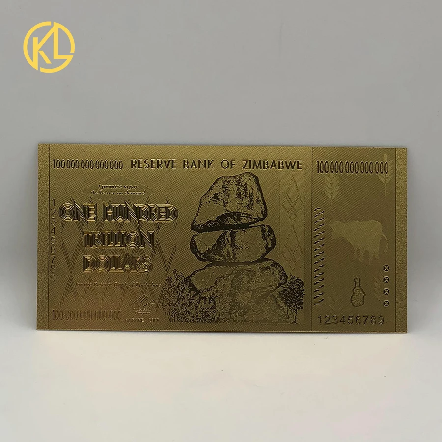 100 шт./лот пластмассовый материал с позолотой 999 пробы триллиона долларов