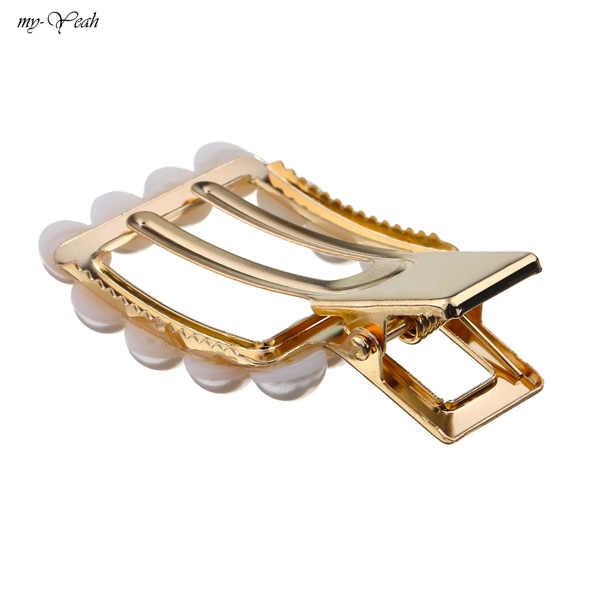 Металлическая заколка для волос с жемчугом круглая квадратная в форме сердца