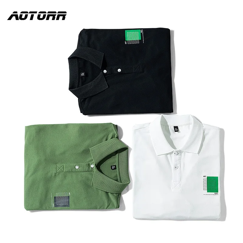 Мужская хлопковая рубашка-поло мягкая дышащая рубашка с отложным воротником и