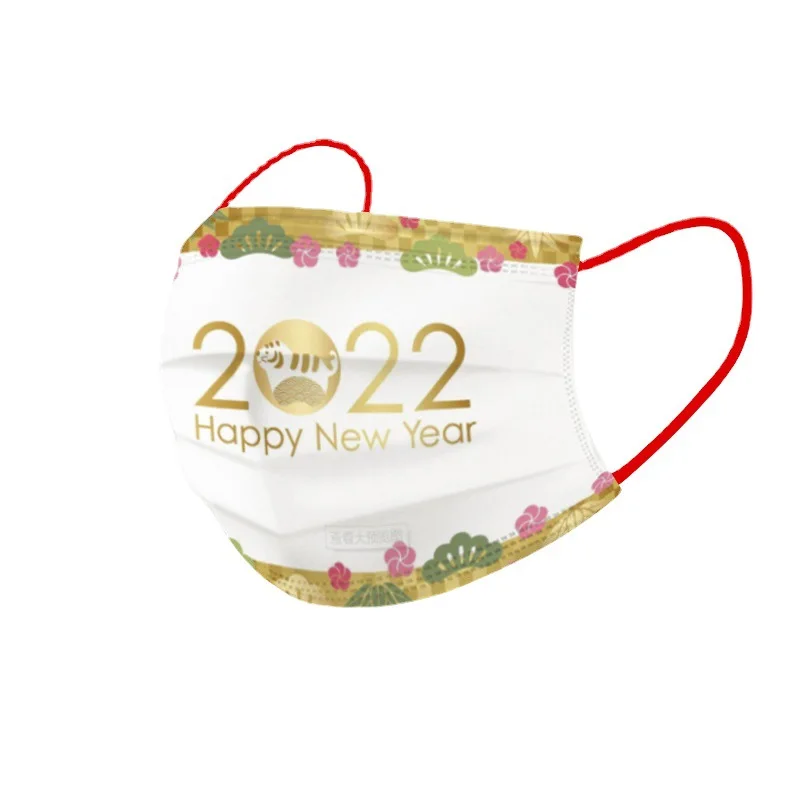 

1pcs Christmas Cloth Mask Printed Washable Reusable Xmas Face Mask Unisex Black Mouth Mask Happy New Year 2022 Halloween Cosplay