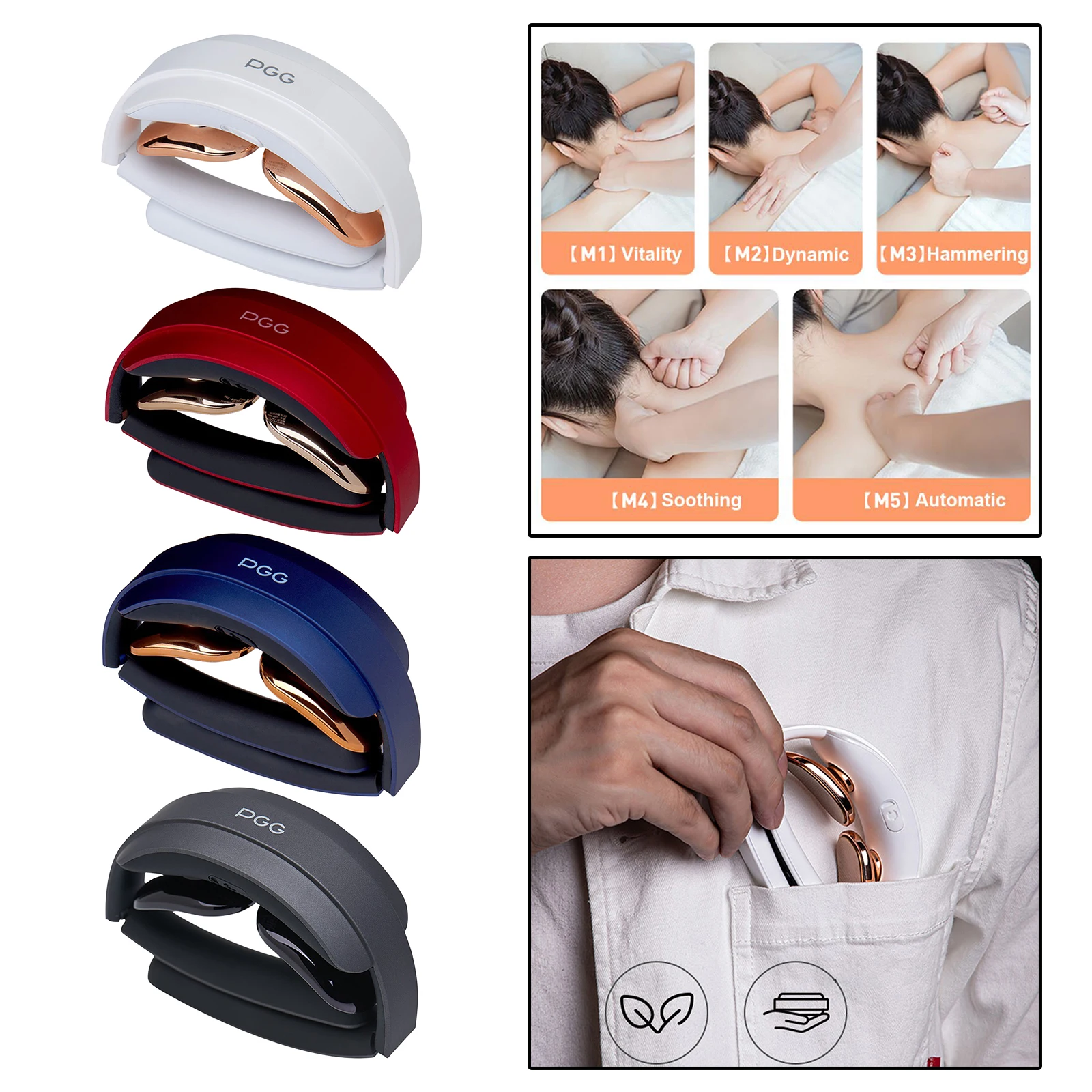 

USB Rechargeable Electric Cervical Neck Massager for Muscle Relax 5 Modes Pain Relief Infrared Heating Hot Compress Gel Paste