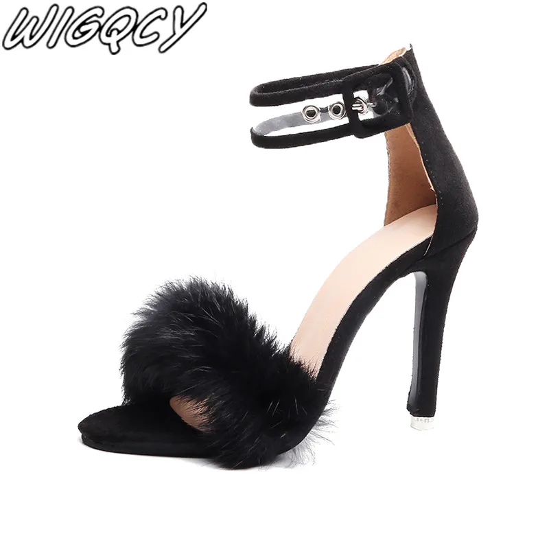 Женская обувь с открытым носком на высоком каблуке свадебные сандалии мехом и