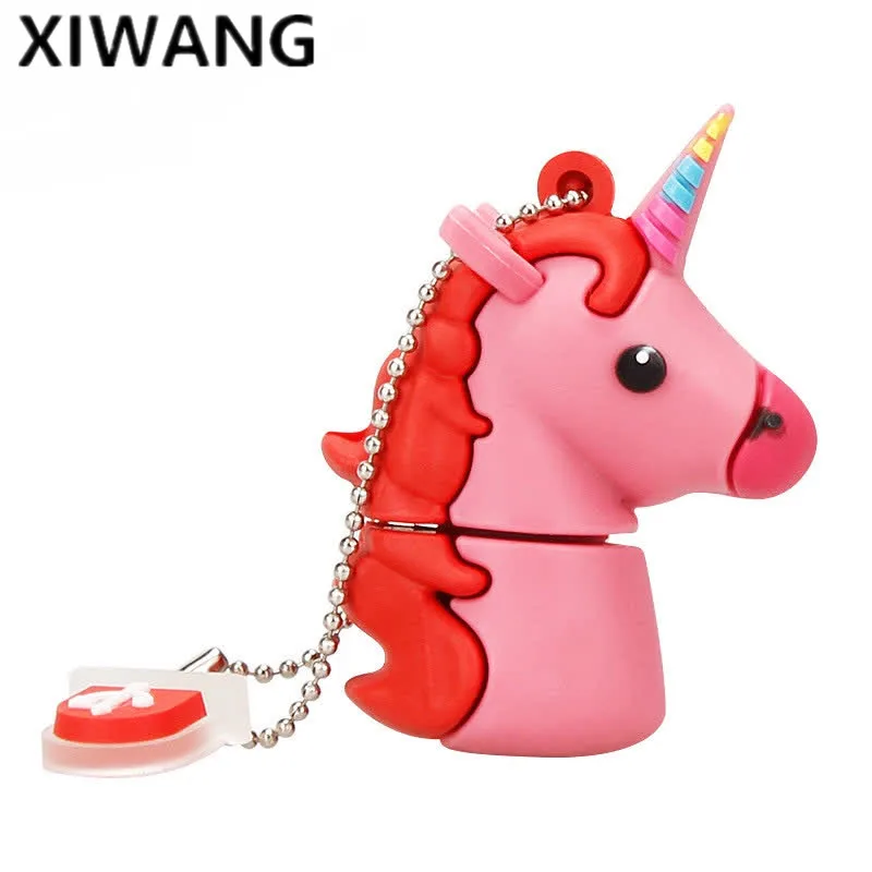 

New fashion gift Cartoon Unicorn usb Flash Drive 128gb usb 2.0 pendrive 4G 8G 16G pen drive 32G 64GB Cute White Horse best Gift