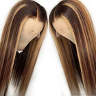 Парик MISIA с прямыми кружевными передними волосами, парик из человеческих волос с эффектом омбре, парики из человеческих волос с T-образными частями, цветные прямые парики из человеческих волос