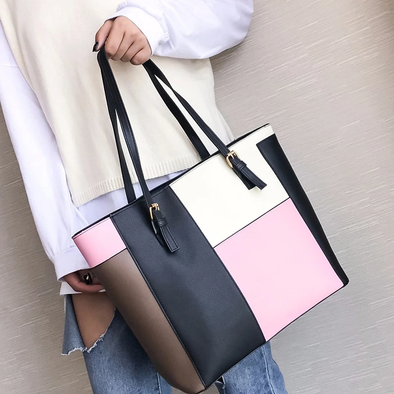 Женская модная повседневная сумка в стиле пэчворк Большая вместительная через