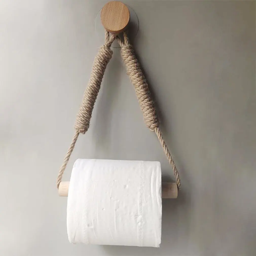 

Vintage Towel Hanging Rope Toilet Paper Holder Woven Home Hotel Bathroom Decoration Supplies Kitchen Roll Paper Accessory