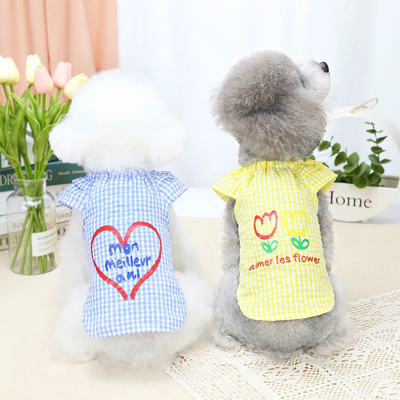 

Plaid Dog Clothes Puppy Pet Clothes Cotton Linen Clothing for Small Medium Dogs Pets Clothing Dog Vest York Chihuahua Pet Shirt