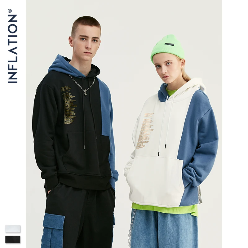 Мужская толстовка с карманом INFLATION Design свободная уличная одежда контрастных
