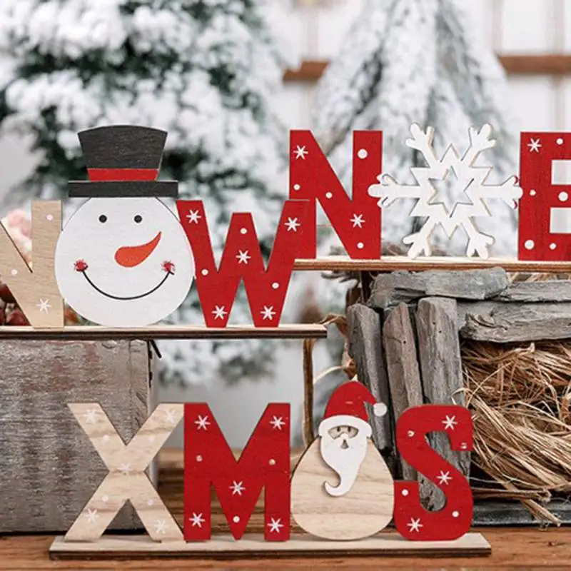 Рождественские деревянные буквы настольные украшения простой знак украшение