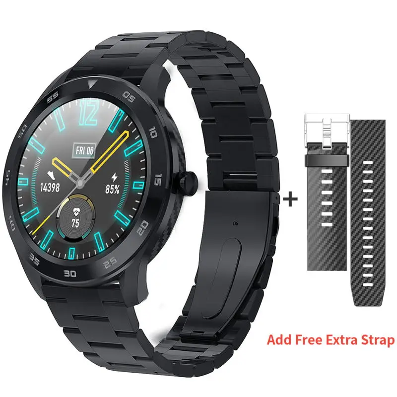 DT98 Smart Watch IP68 Waterproof 1.3 Full Round HD Screen ECG Detection Multi Dials Bluetooth Call Smartwatch Fitness Tracker - Цвет: Black black Steel