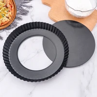 9 inch non stick tart pan pie pizza pan carbon steel baking loaf bread baking tray dishes removable base baking mold pastry cake