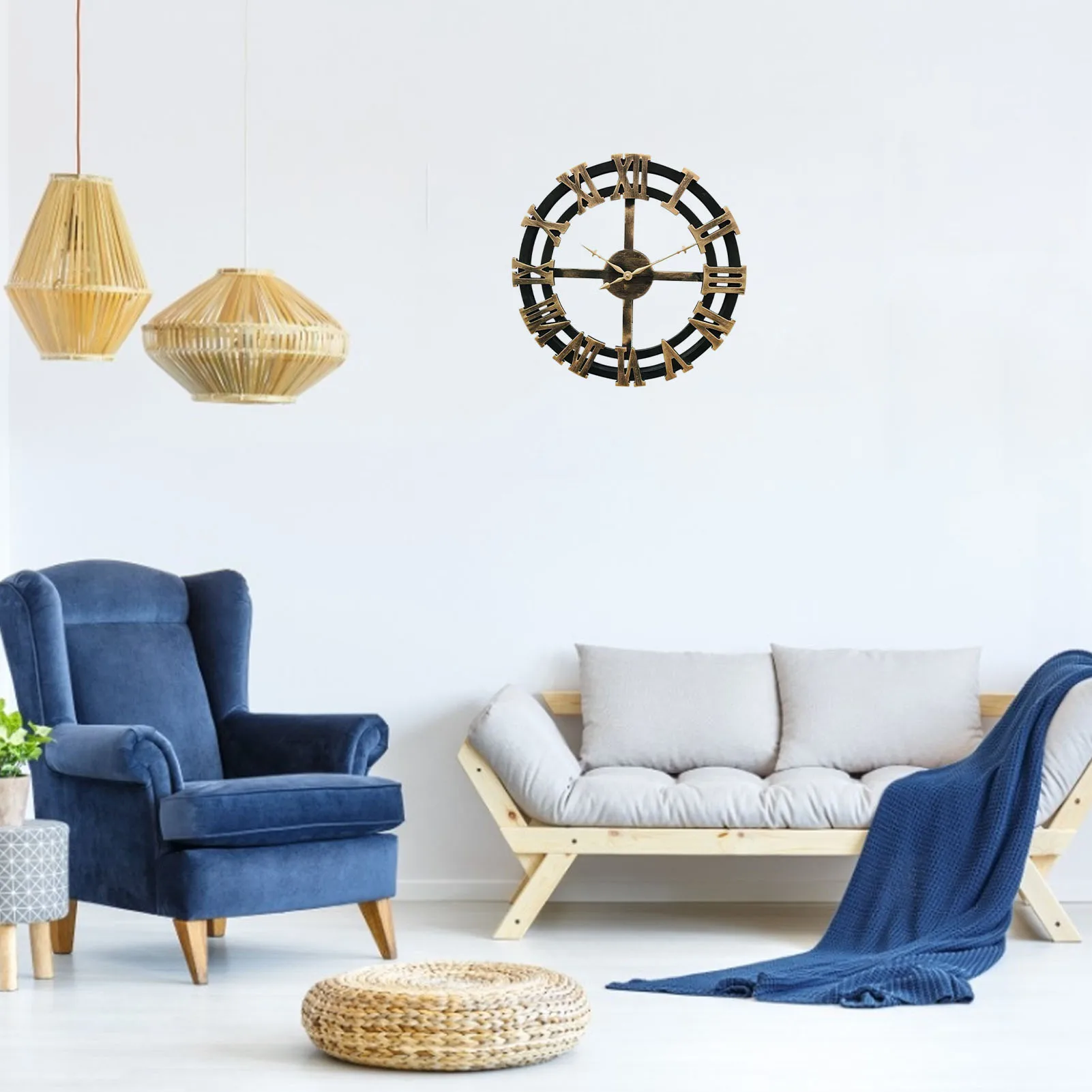 

15.75-inch Large Wall Clock Decoration Gear Wall Clock Retro Roman Digital Wall Clock Skeleton Hotel Office Home Decoration Gift