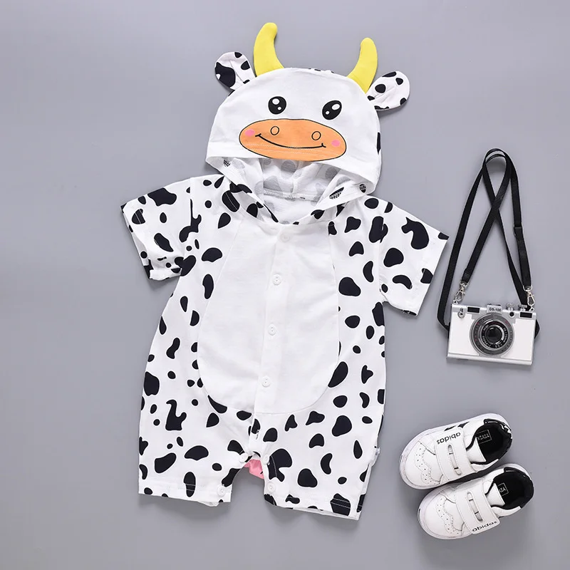 

Newborn Jumpsuit Infant Rompers Baby Cartoon Short-Sleeved Climbing Clothes Boys Girls Outing Clothes One-Piece Thin Section