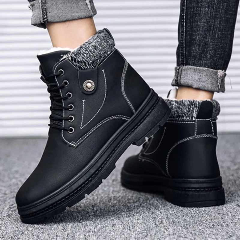 Новинка 2020 теплые зимние ботинки для мужчин плюс бархатная мужская обувь уличные
