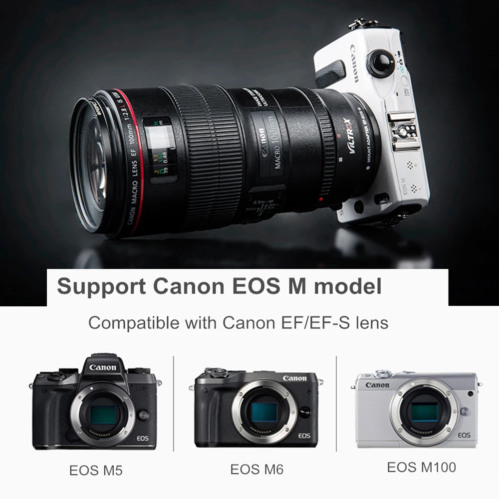 

Viltrox EF-EOSM Lens Adapter Ring Electronic Auto Focus Lens For Canon Camera EOS EF EF-S To EOS M EF-M M2 M3 M5 M6 M10 M50 M100