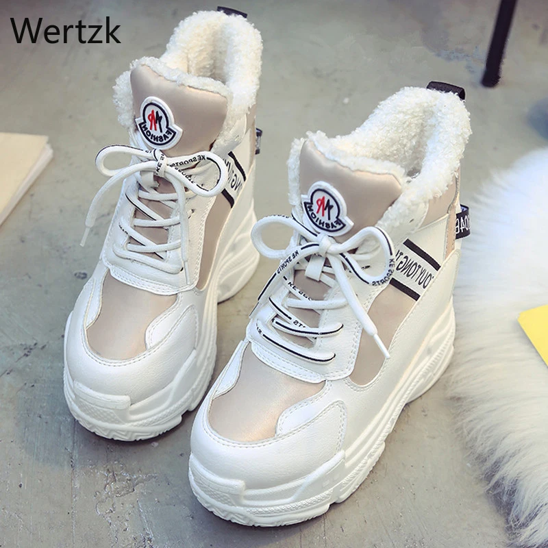 Женские теплые зимние кроссовки на скрытом каблуке с плюшевой подкладкой