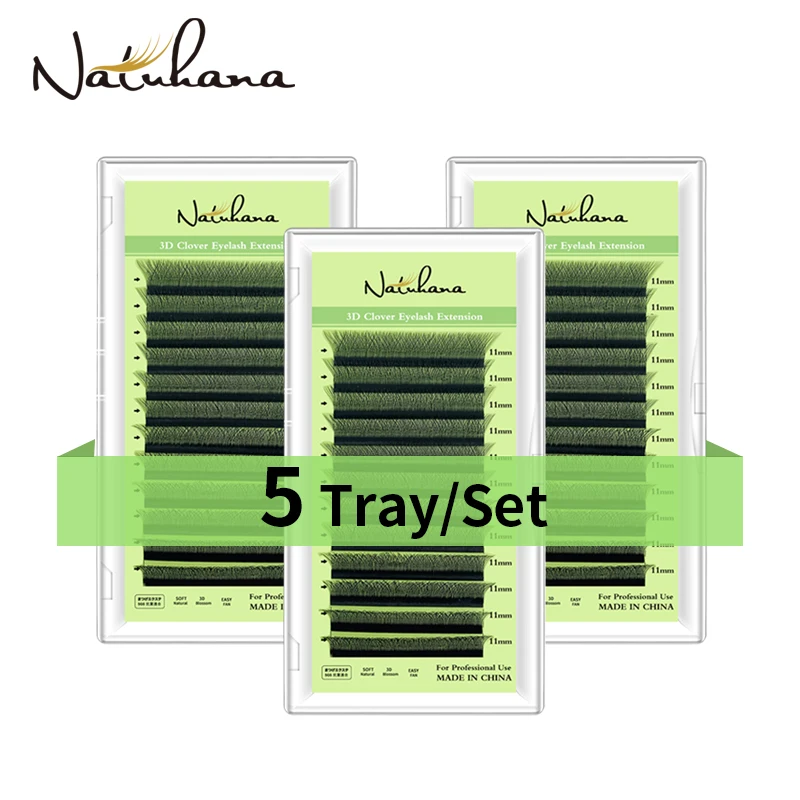 

NATUHANA 5cases/lot Clover Lashes Soft Thin individual Eyelash Extensions 3D Premade Russian Volume