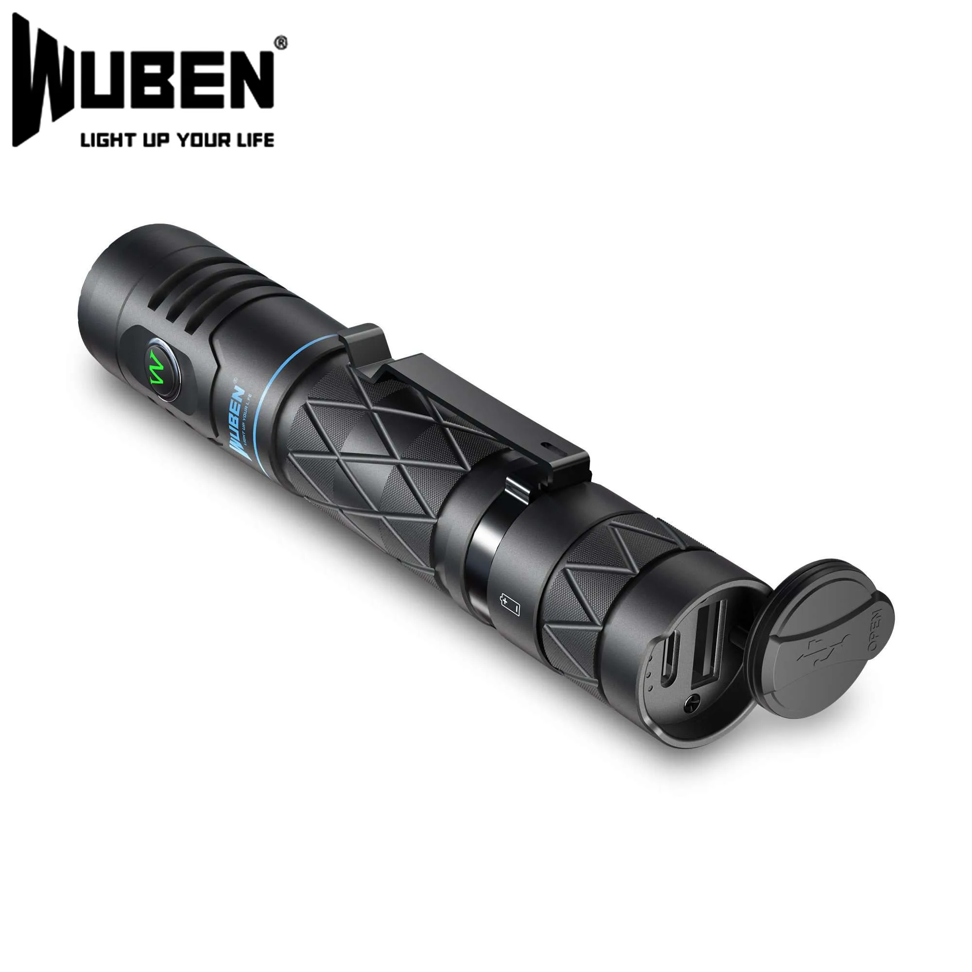 Kaufen WUBEN E12R High Power LED Taschenlampe 1200 Lumen Typ-C USB Aufladbare 3100mAh 18650 Li-Ion Batterie Power Bank EDC Taschenlampe