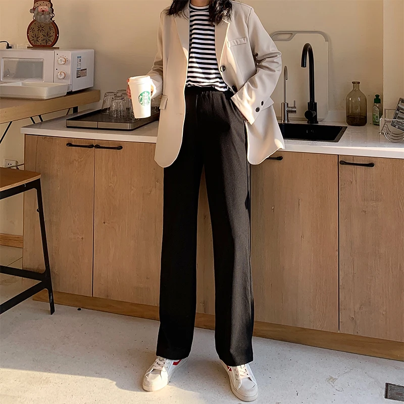 Брюки тонкие трикотажные для мытья полов штаны студентов с высокой талией прямые