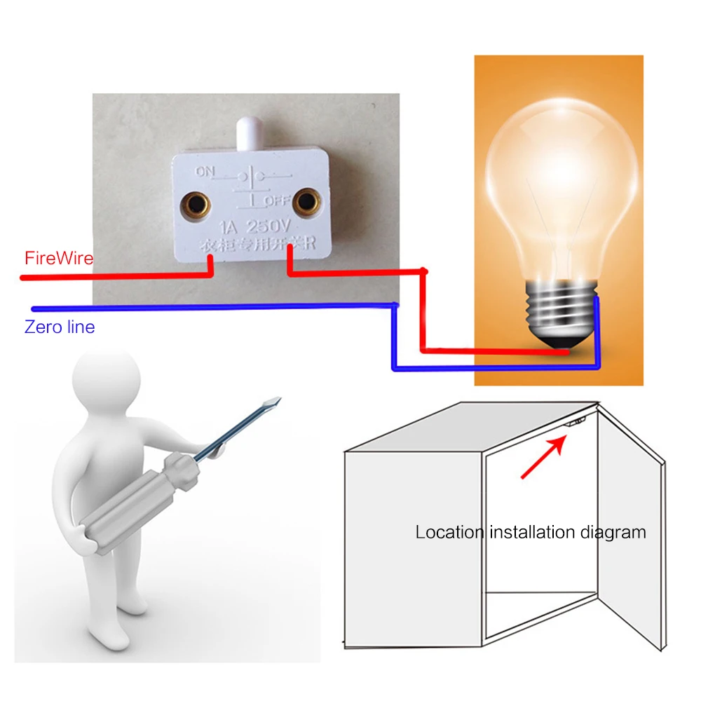 Сенсорный выключатель света для двери шкафа переключатель автоматического
