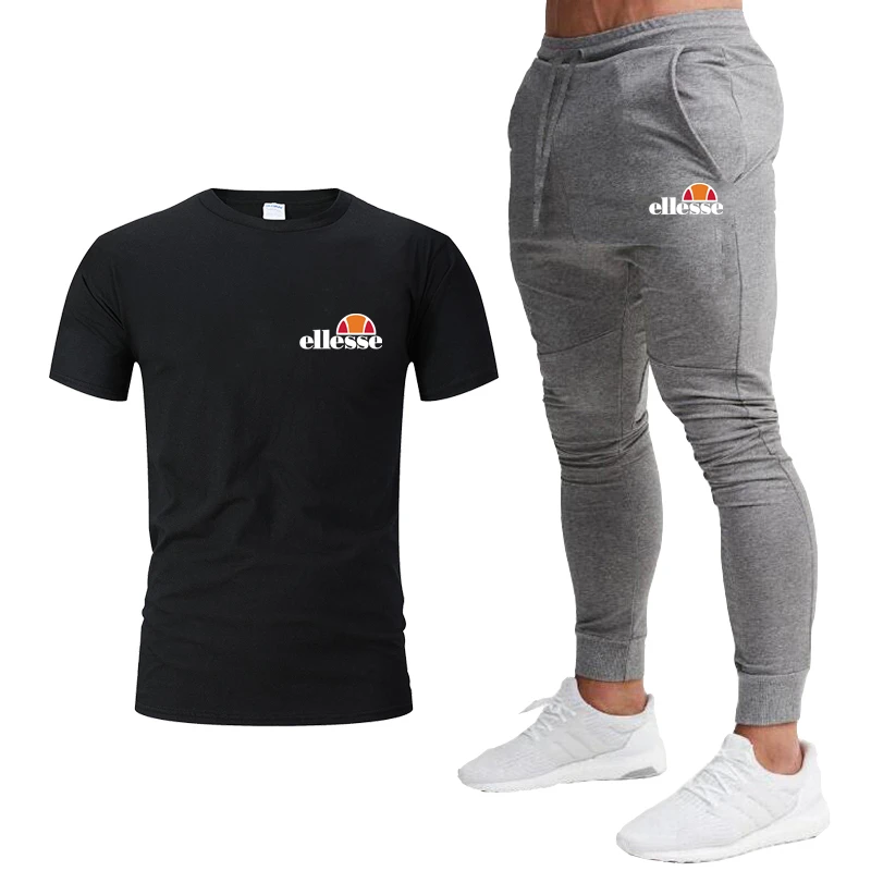 

New Hot Sale men's suit o-neck T-shirt + pants two-piece casual sportswear men t-shirt casual style printing pants Men