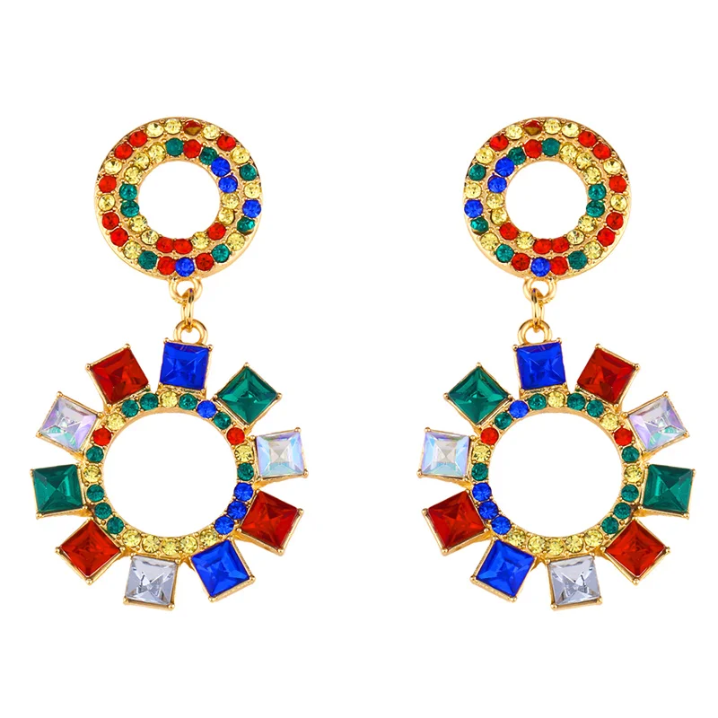 OCESRIO Роскошные позолоченные Кристальные серьги с камнями разноцветные