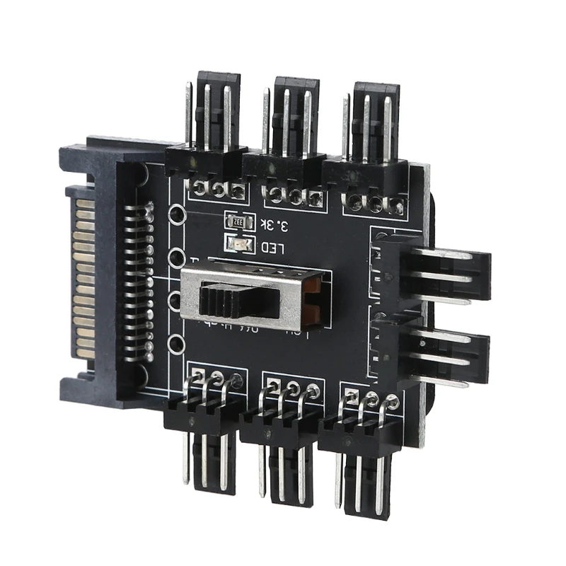 20CE многоходовой сплиттер кулер вентилятор охлаждения хаб ПК SATA 1 до 8 3 Pin 12V