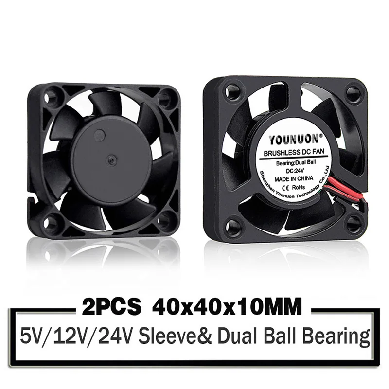 

2 Pieces 5V 12V 24V 4010 40mm Cooling Fan 3D Printer Cooling Fan DC Brushless Fan Sleeve/Ball Radial Fans 40x40x10mm Fan
