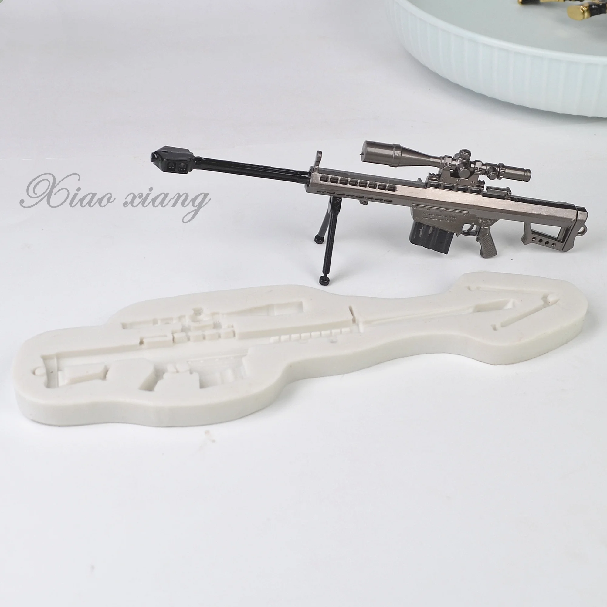 

3D Barrett Sniper Rifle Silicone Cake Mold 3D Fondant Mold Cakes Decorating Tools DIY Gumpaste Kitchen Baking Bakeware M2136