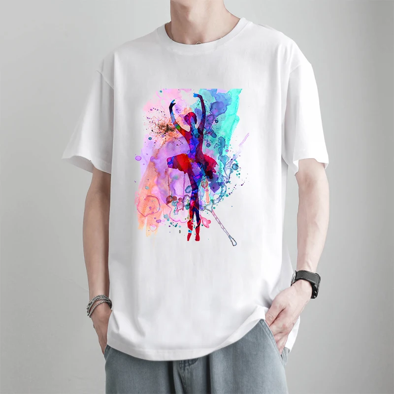 

Romantic Painted Dance Creative T-shirt American Style Personality Fashion Graphic T Shirts Harajuku Goth Summer Men Clothing