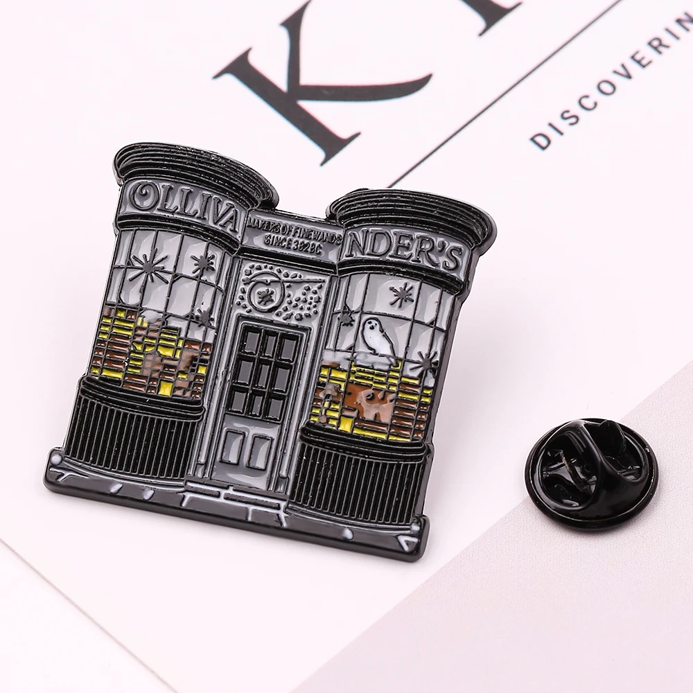 Ollivanders палочка магазин эмалированная булавка винтажный дом форма Хогвартс значок брошь трендовый рюкзак одежда аксессуары для мужчин и женщин