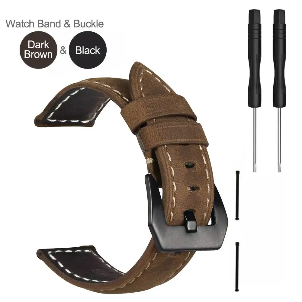 Brown Black Fenix 6X26 мм ремешок для часов из натуральной кожи с ушками адаптеры для Garmin Fenix 3/3 HR/Quatix 3/Tactix Bravo/Fenix 5X/5X Plus - Цвет: Brown Black