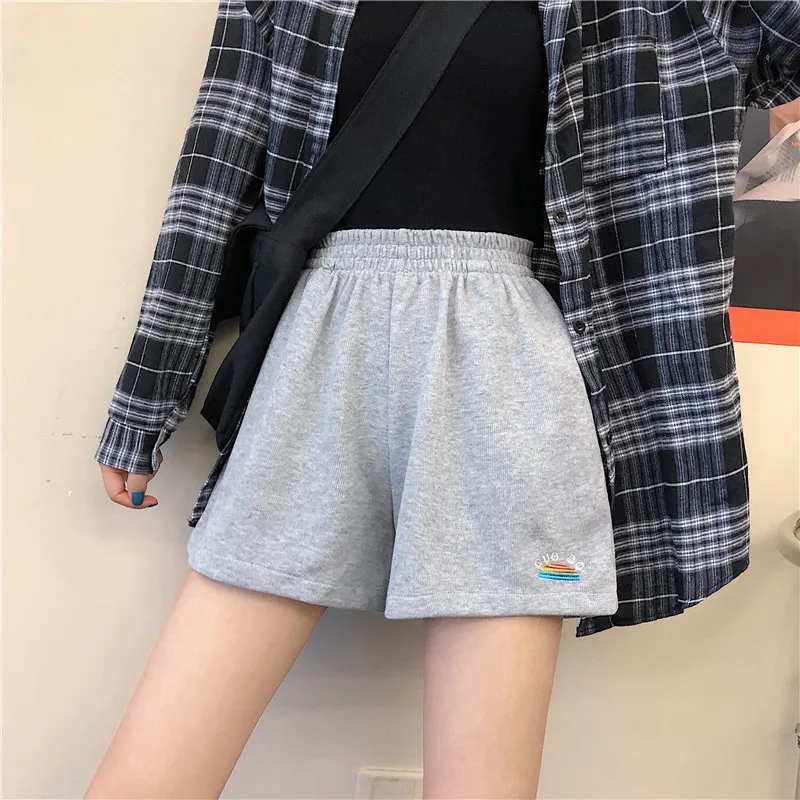 

2824 2021 new Korean style loose high waist straight wide leg pants slim shorts