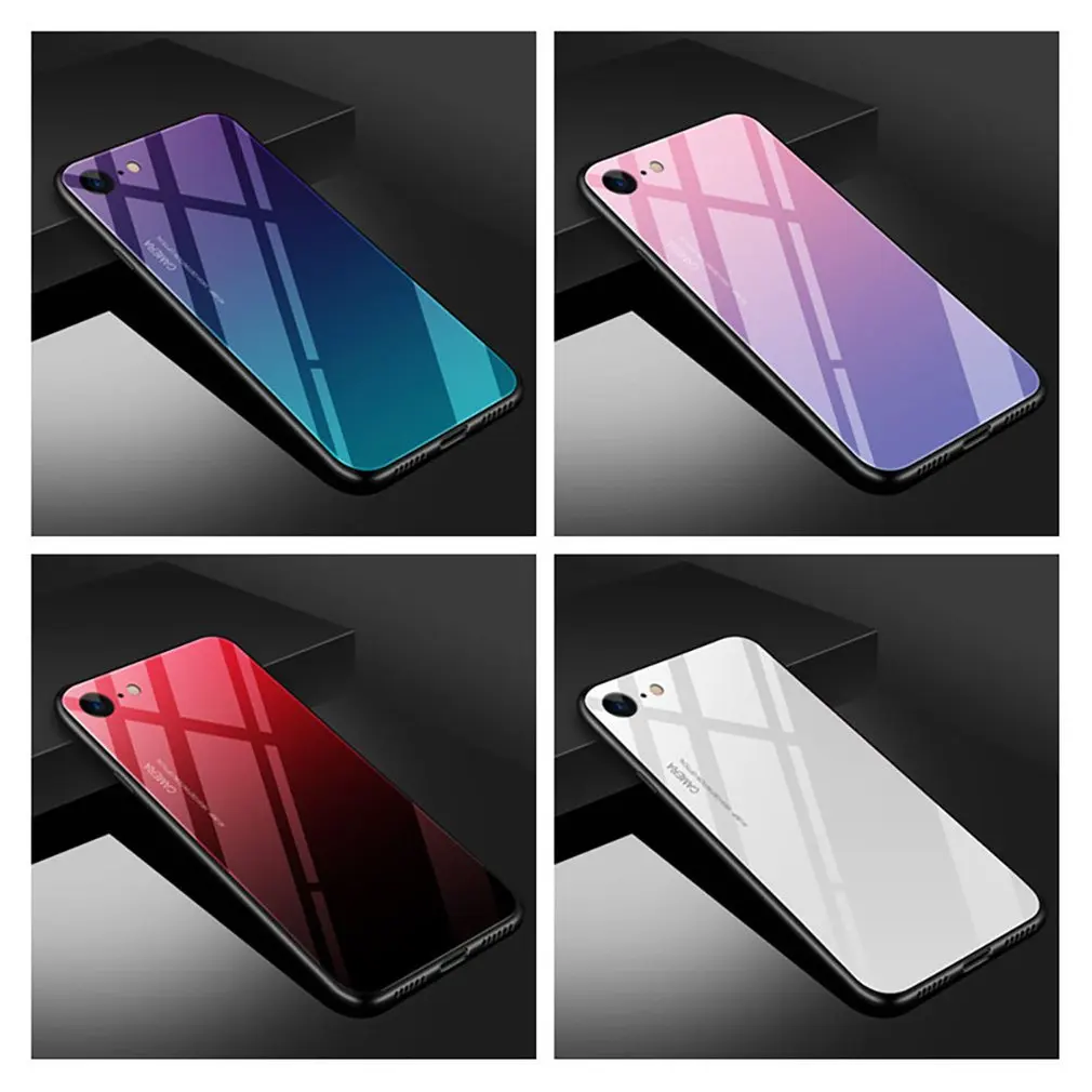 Градиентный чехол из закаленного стекла для телефона Iphone 7 iPhone8 iPhone7plus iPhone8plus
