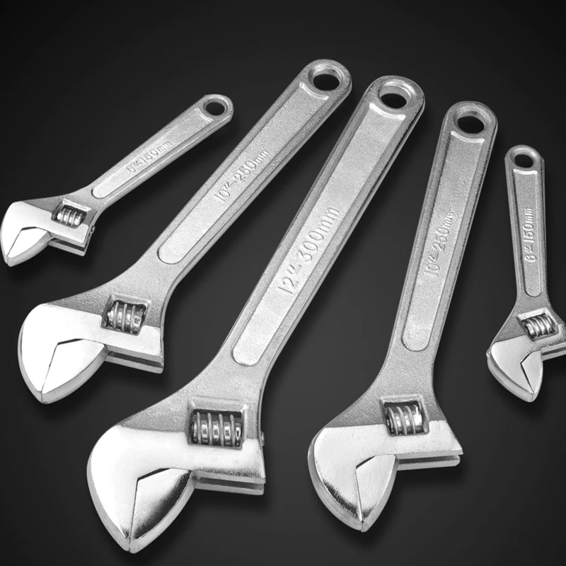 

Adjustable Wrench Tool Chrome-Plated Live Mouth Wrench Multifunctional Universal Large Opening Board Short Handle Handle