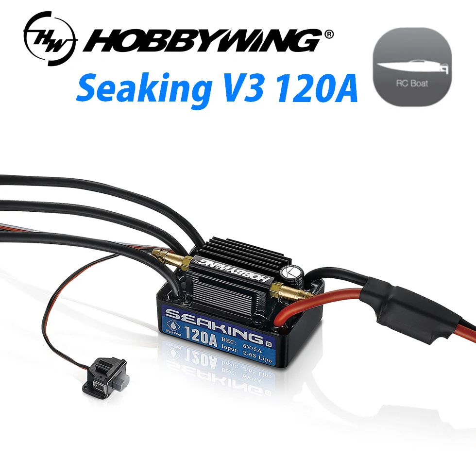 

Hobbywing SeaKing V3 120A бесщеточный ESC RC мотор ESC 6V/1A/2A/5A BEC для радиоуправляемой лодки электронный контроллер скорости