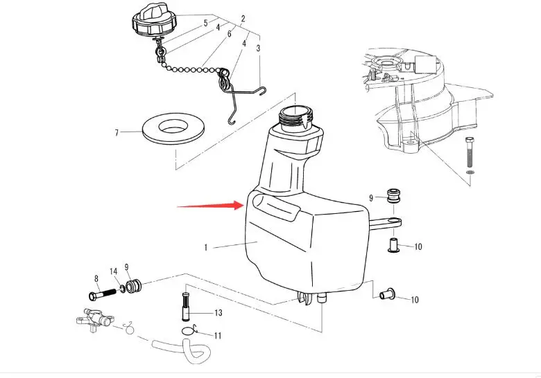 

68D-F4111-00 Internal fuel tank for Yamaha F4 F5 outboard motor 4-stroke